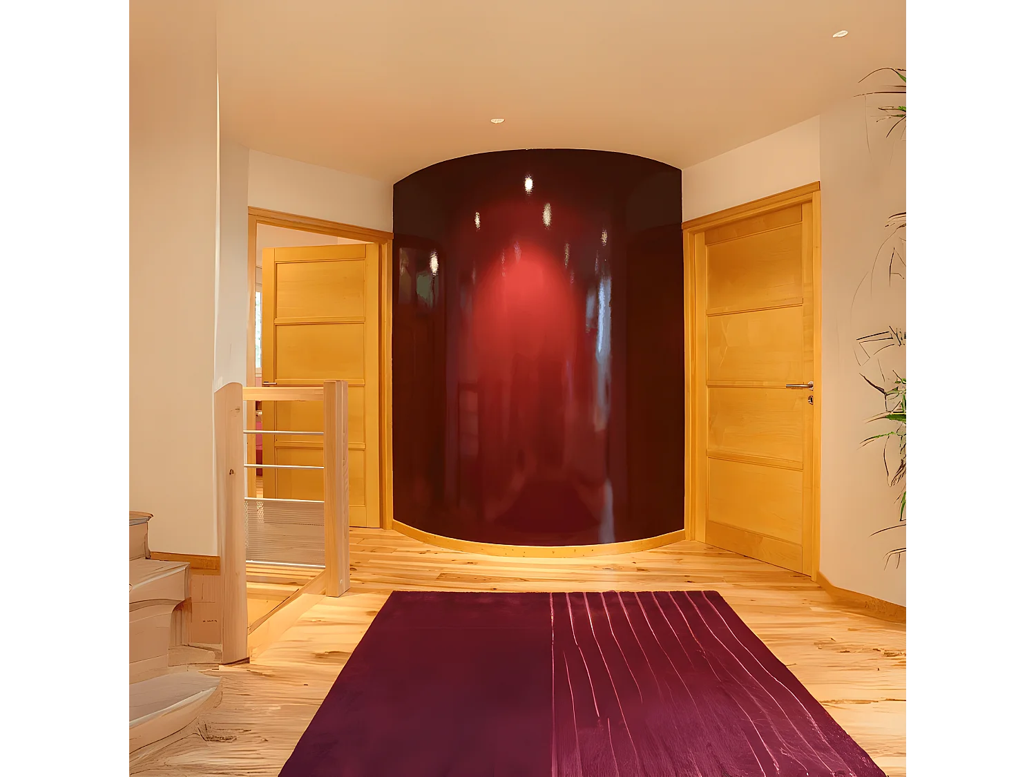 Porte nue, sans cadre, bois Erable, 63 cm, 4 panneaux, recouvrement