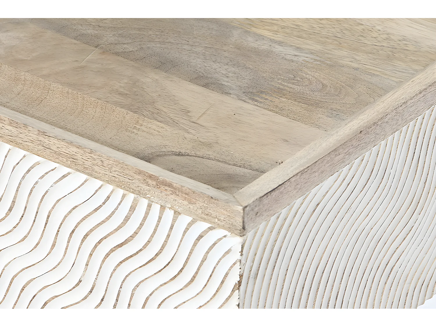 Table basse, table de salon rectangulaire en métal doré et bois de manguier marron  - longueur 120 x profondeur 60 x Hauteur 57 cm