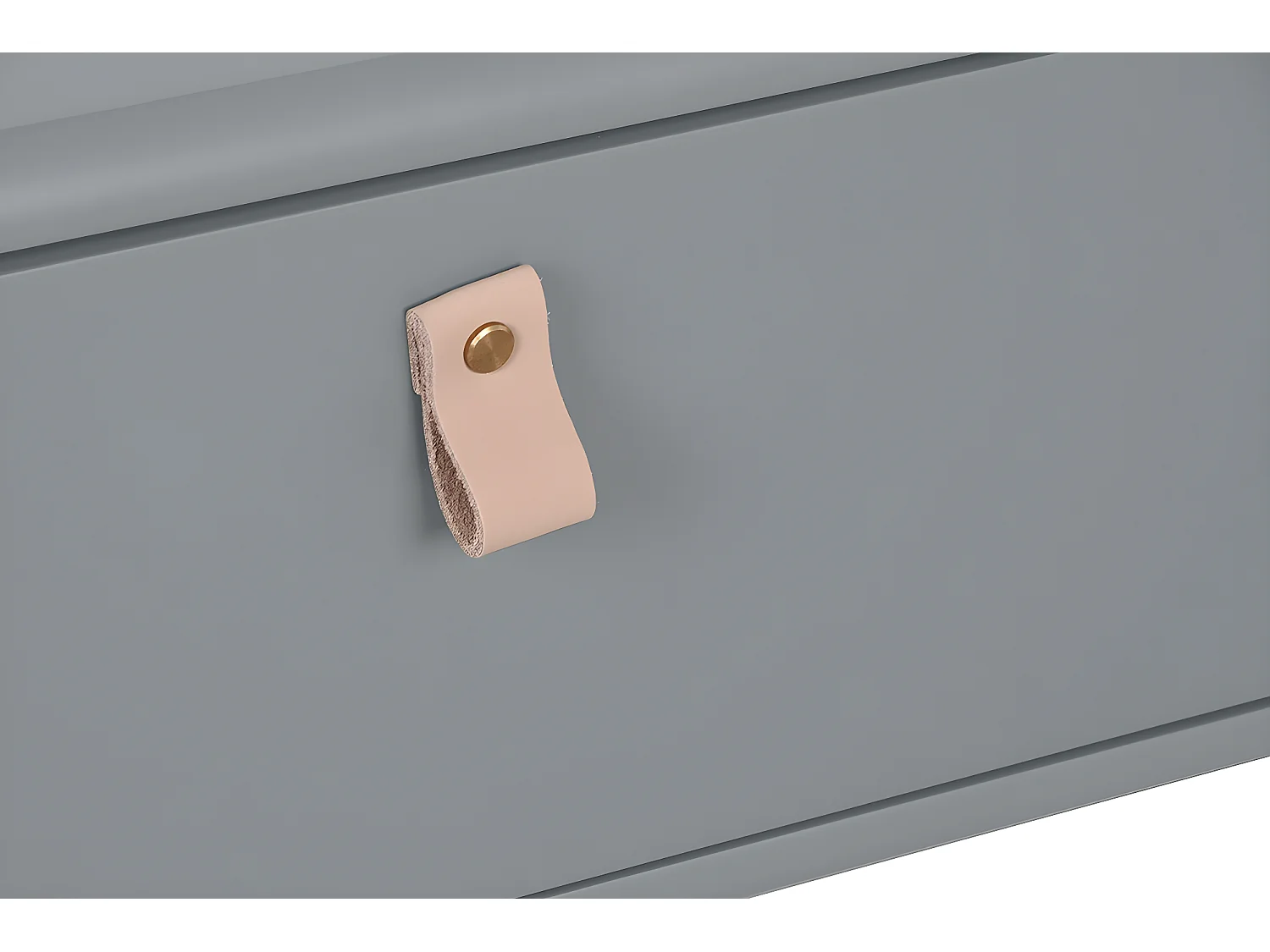 Table basse, table de salon rectangulaire avec 2 tiroirs en bois naturel et PU gris - longueur 120 x profondeur 60 x Hauteur 40 cm