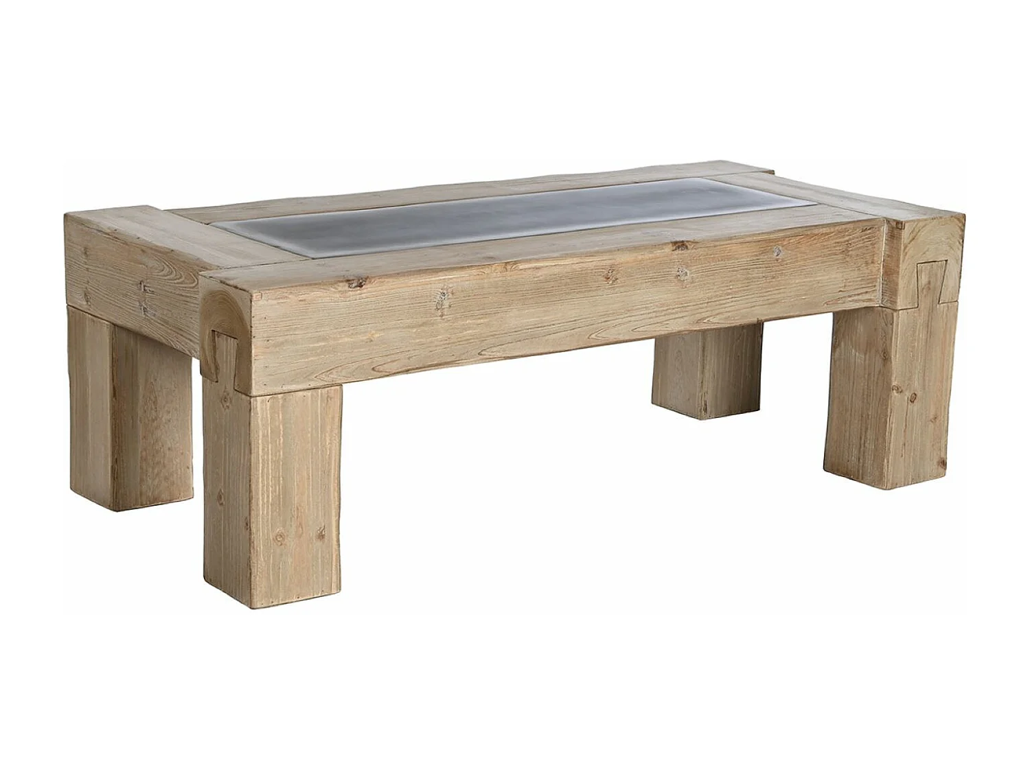 Table basse, table de salon rectangulaire en bois coloris naturel  - longueur 140 x profondeur 70 x Hauteur 46 cm