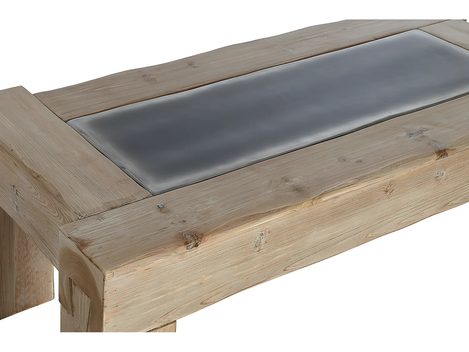 Table basse, table de salon rectangulaire en bois coloris naturel  - longueur 140 x profondeur 70 x Hauteur 46 cm