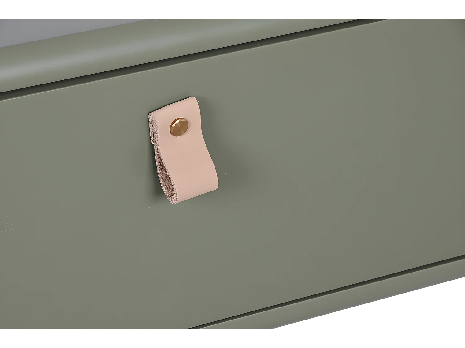 Table basse, table de salon rectangulaire avec 2 tiroirs en bois naturel et PU vert - longueur 120 x profondeur 60 x Hauteur 40 cm