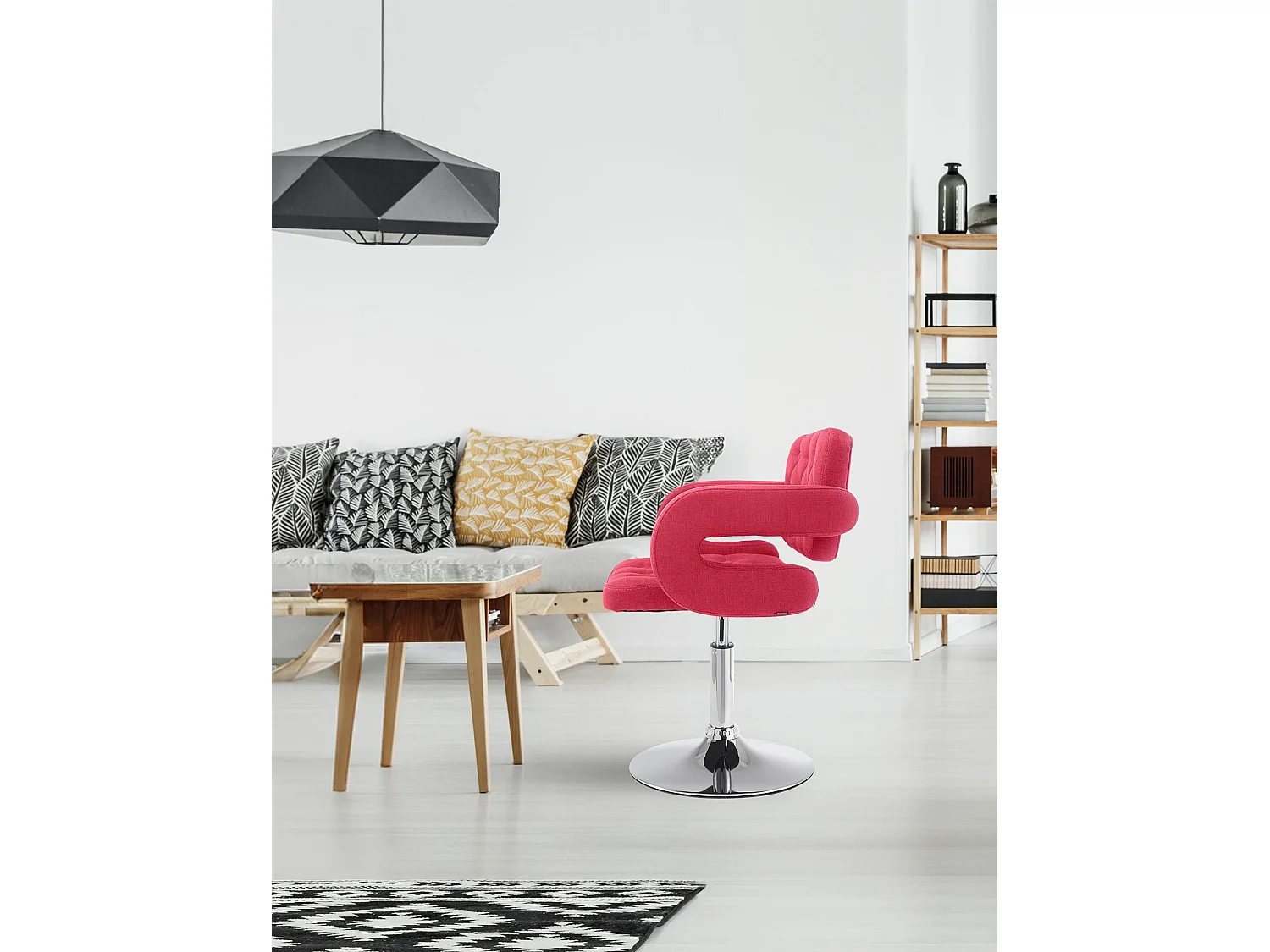 Fauteuil pivotant - Tissu & Antique clair - Rouge - Dublin