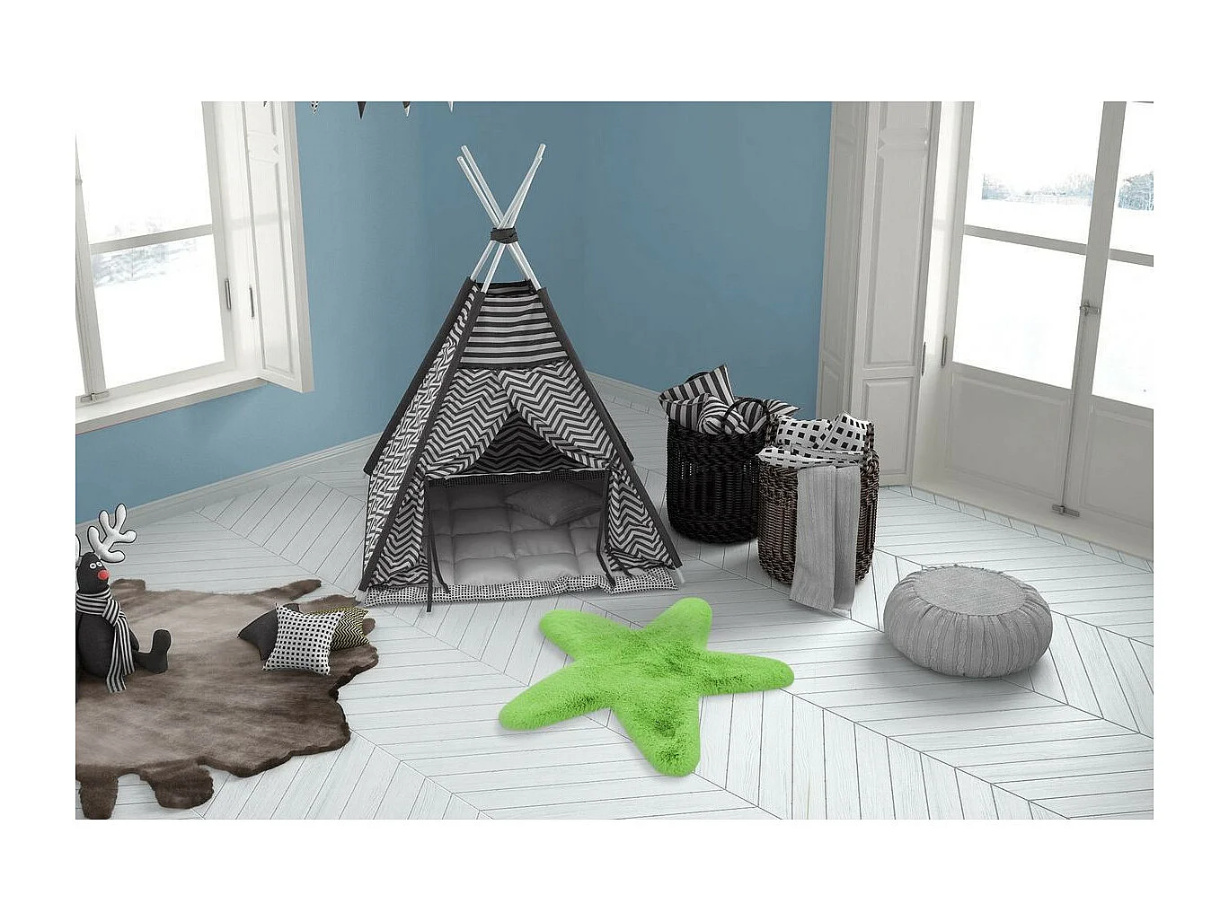 Tapis Déco Enfant "Lovely Star" 60x63cm Vert