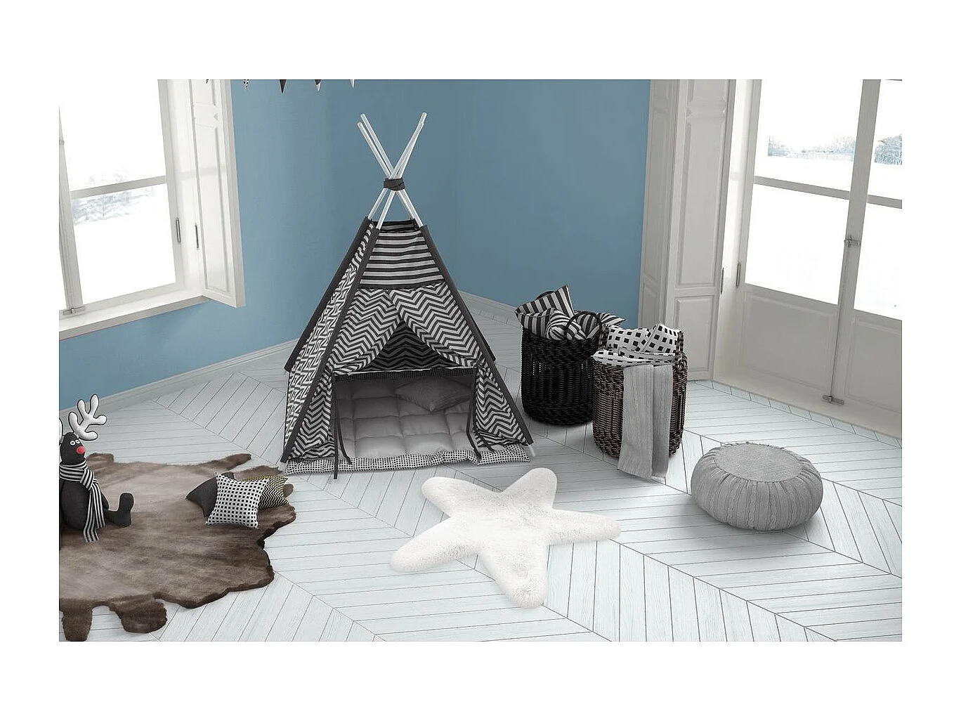 Tapis Déco Enfant "Lovely Star" 60x63cm Blanc