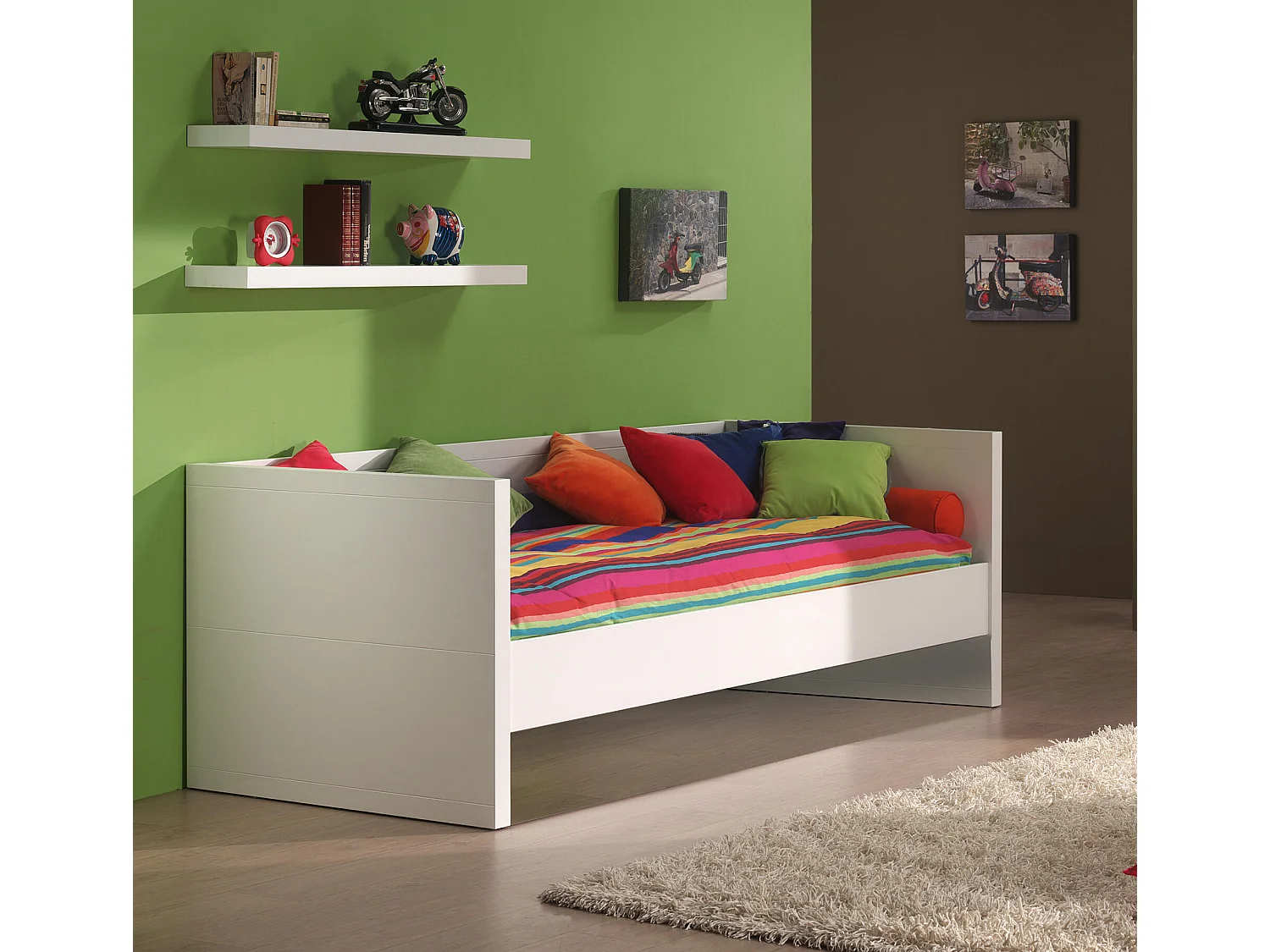 Cama de solteiro infantil LARA KSB005 90x200 cm Branco