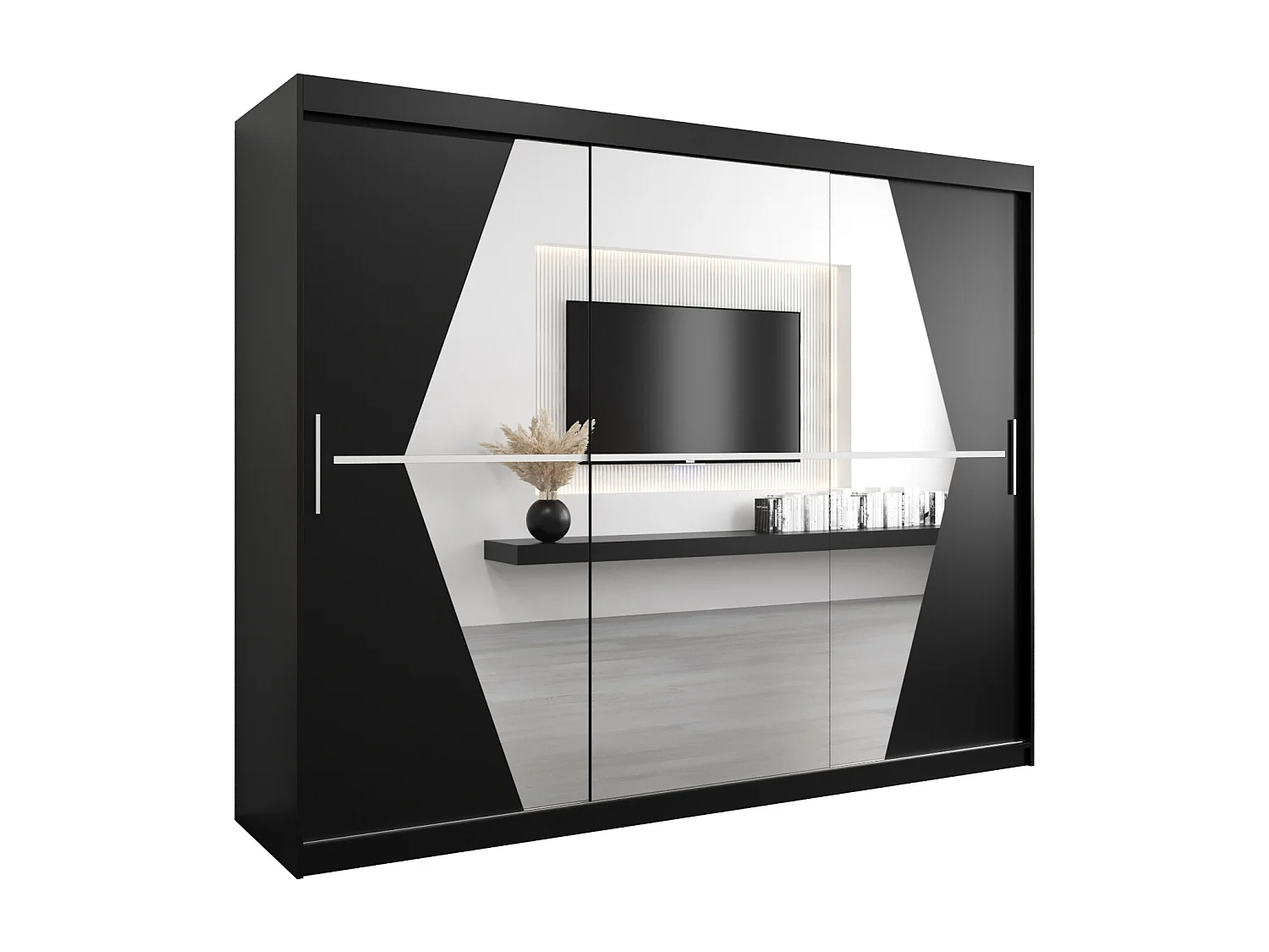 Schwebetürenschrank Boliwia 200/250/62 2-Türig (Schwarz)