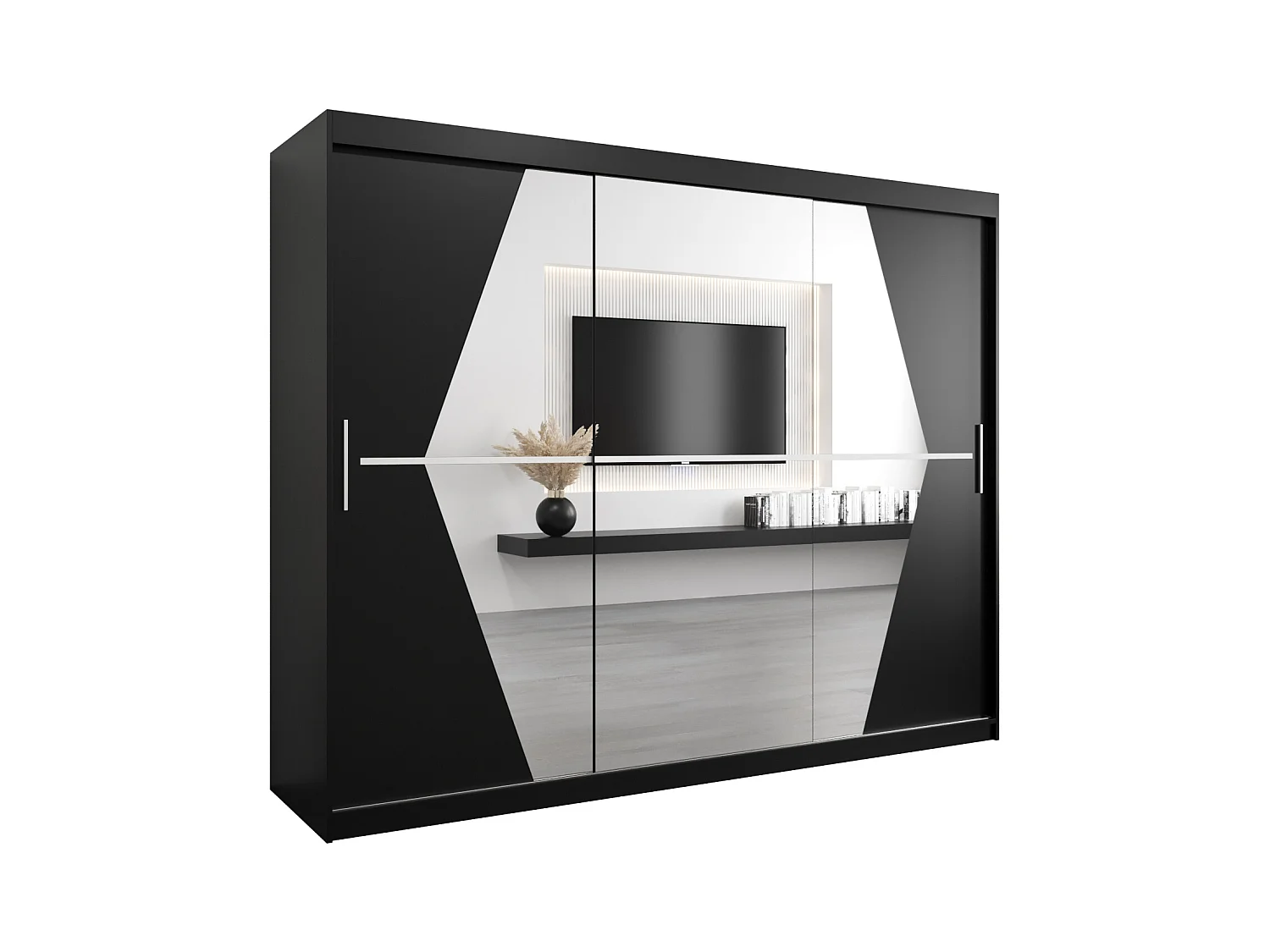 Schwebetürenschrank Boliwia 200/250/62 2-Türig (Schwarz)
