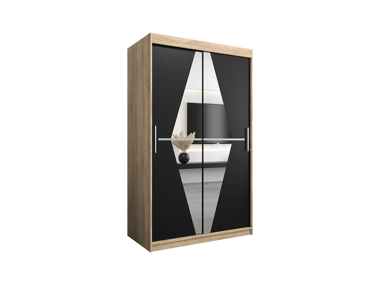 Armoire Boliwia À Portes Coulissantes 200/120/62 2 portes (Sonoma/Noir)