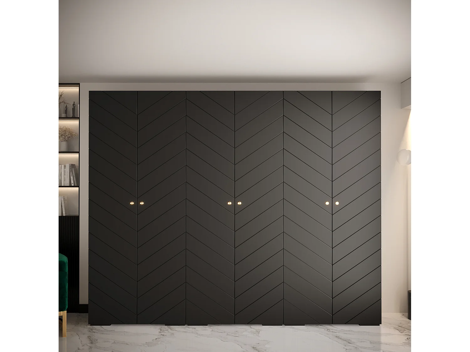 Armoire à portes battantes Manhattan Ryfel 4 236,7/300/47 6 portes (Noir)