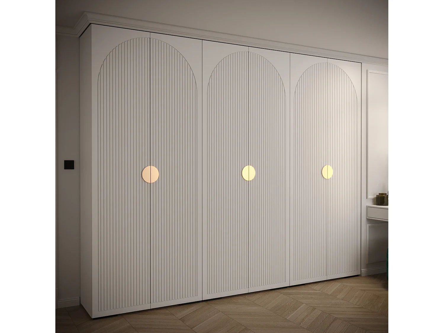 Armoire à portes battantes Manhattan Ryfel 1 236,7/300/47 6 portes (Blanc)