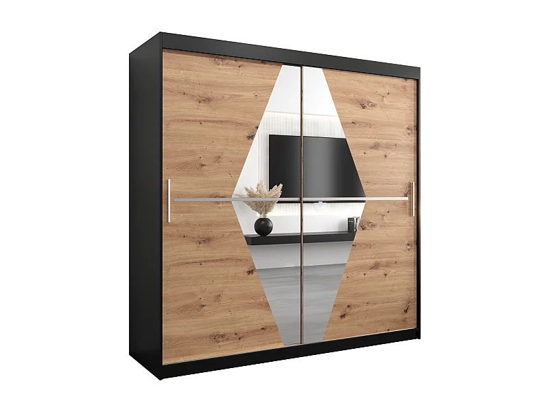 Armoire Boliwia À Portes Coulissantes 200/200/62 2 portes (Noir/Artisan)