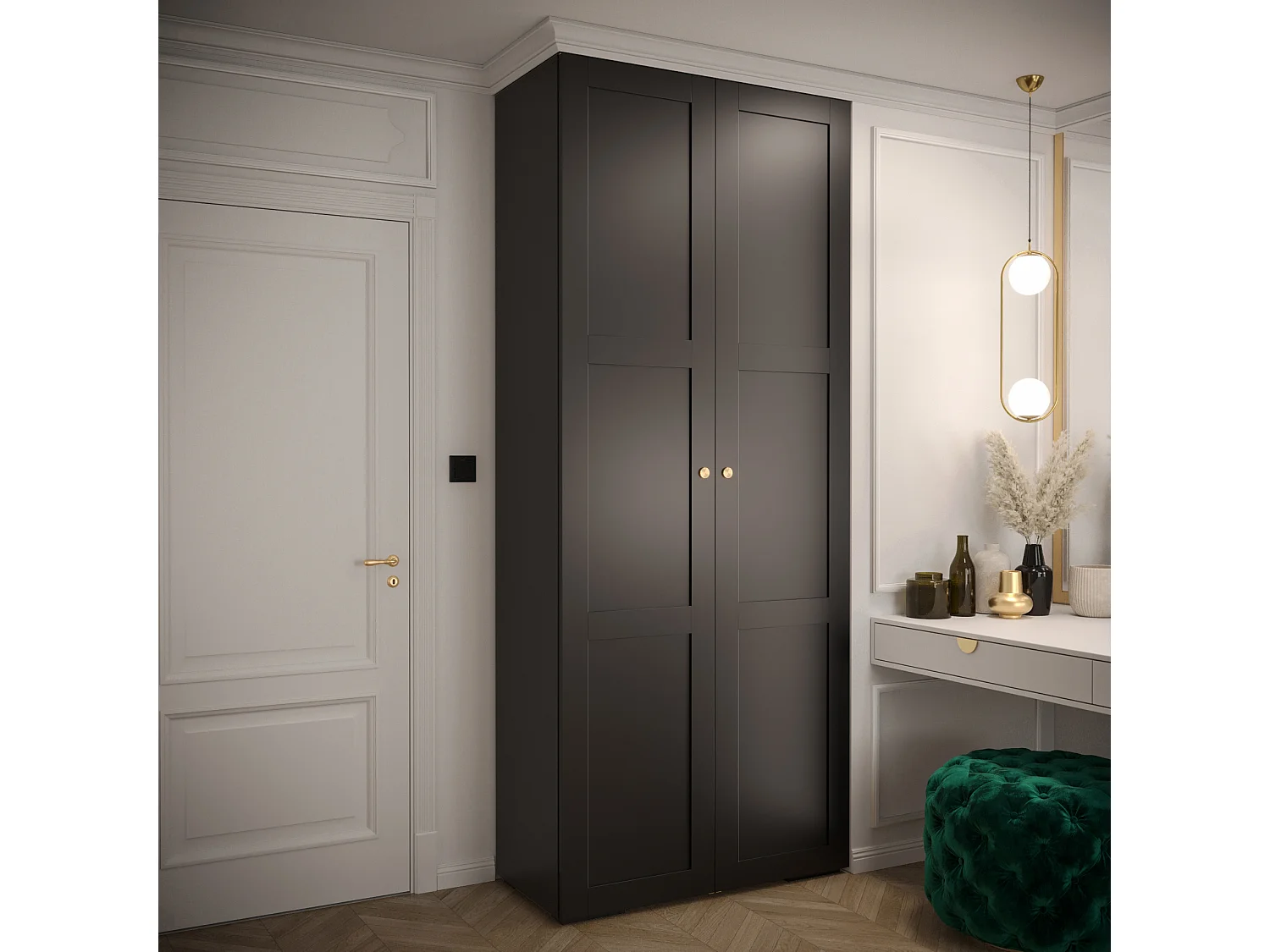 Armoire à portes battantes Manhattan Ryfel 10 236,7/100/47 2 portes (Noir)