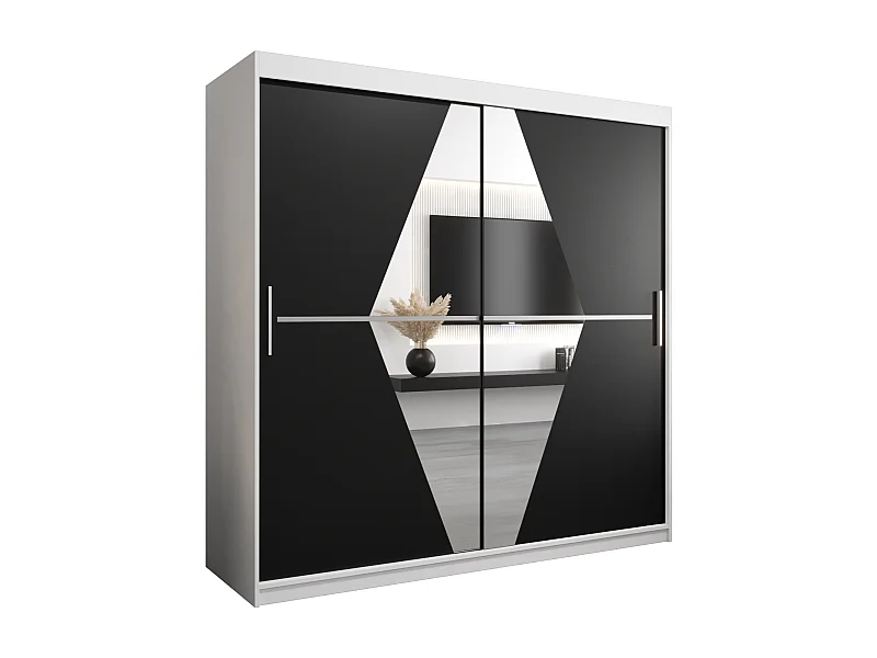 Armoire Boliwia À Portes Coulissantes 200/200/62 2 portes (Blanc/Noir)