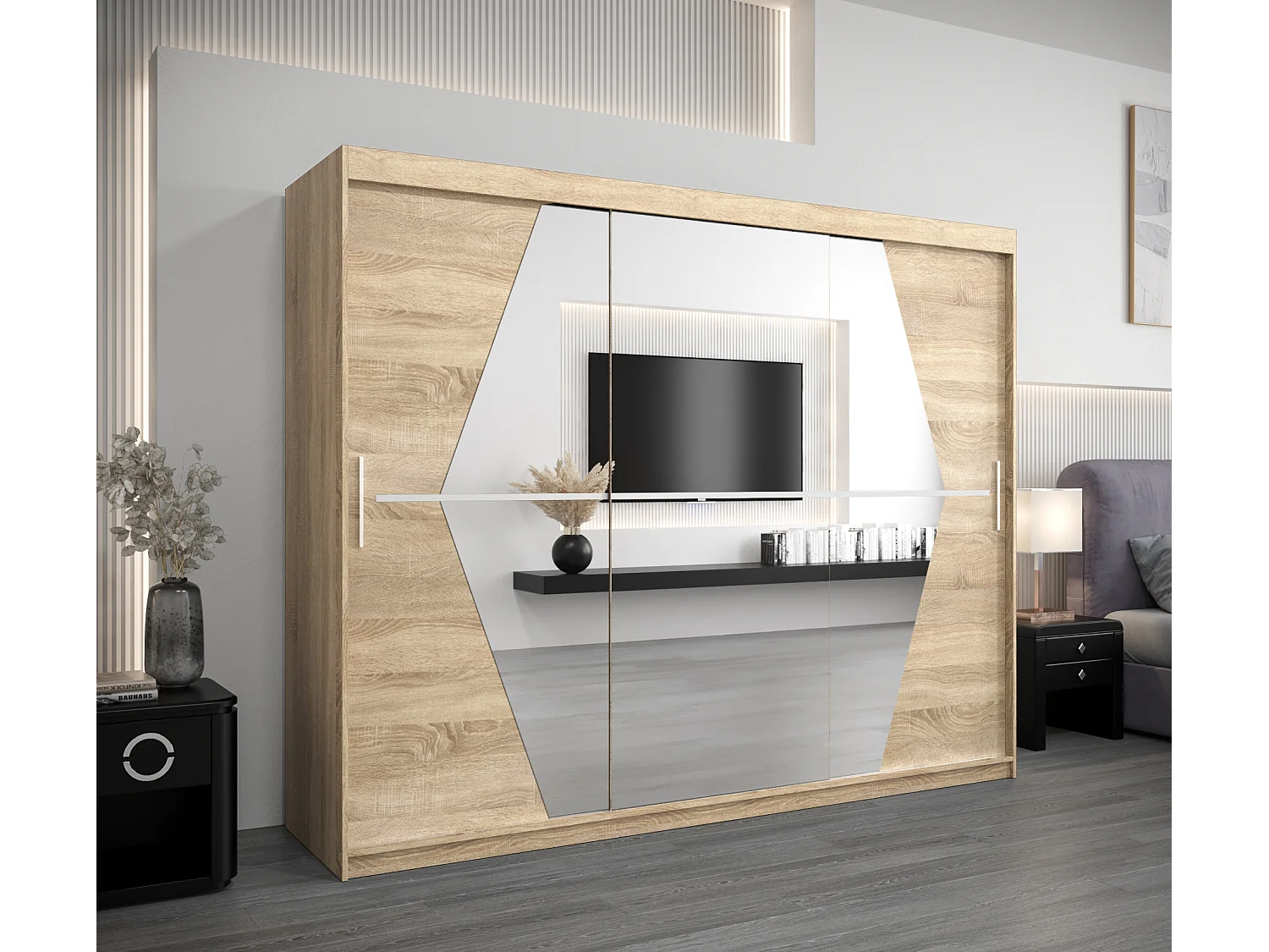 Schwebetürenschrank Boliwia 200/250/62 2-Türig (Sonoma)