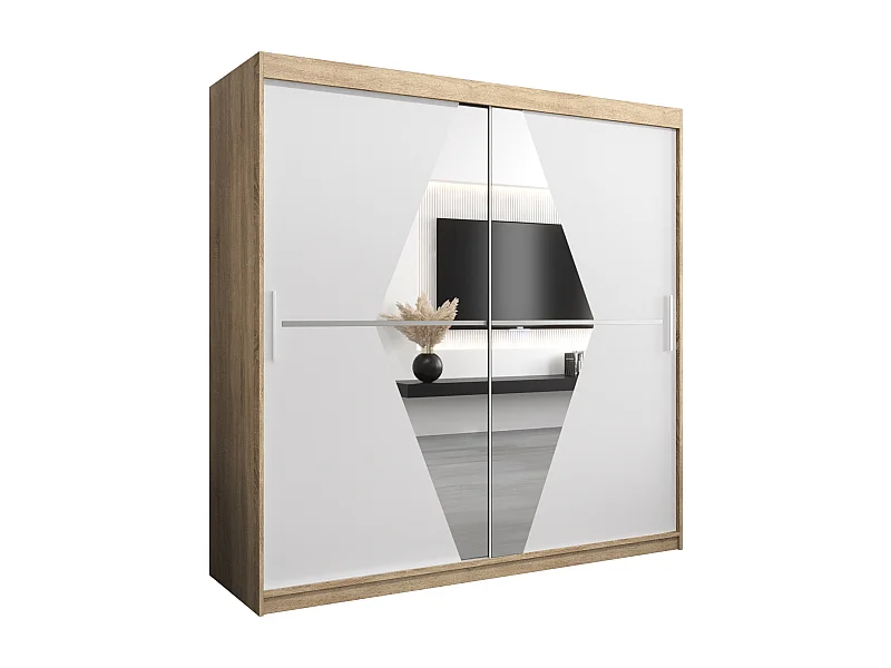 Schwebetürenschrank Boliwia 200/200/62 2-Türig (Sonoma/Weiß)