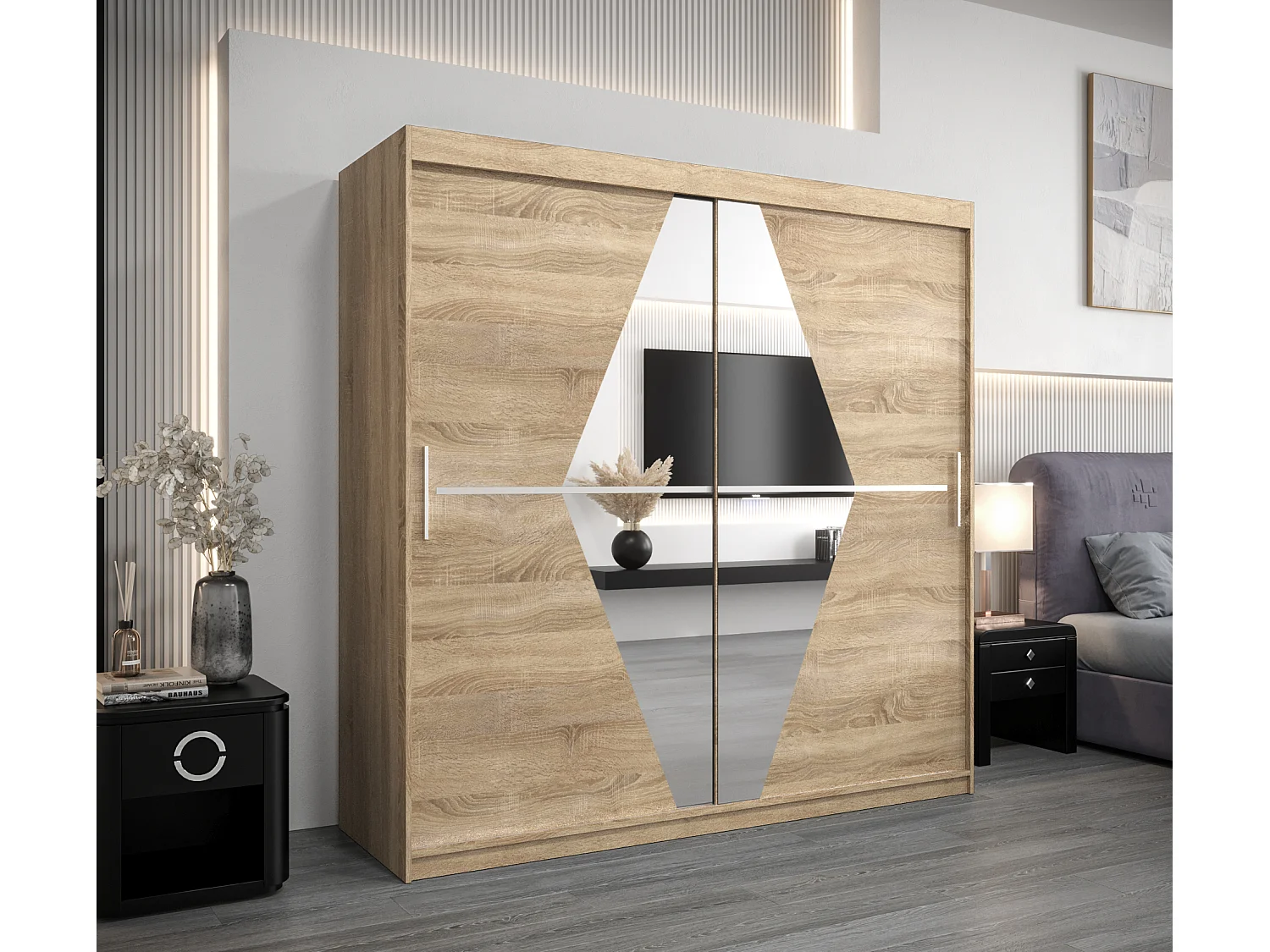 Boliwia kledingkast met schuifdeuren 200/200/62 2 deuren (sonoma/sonoma)