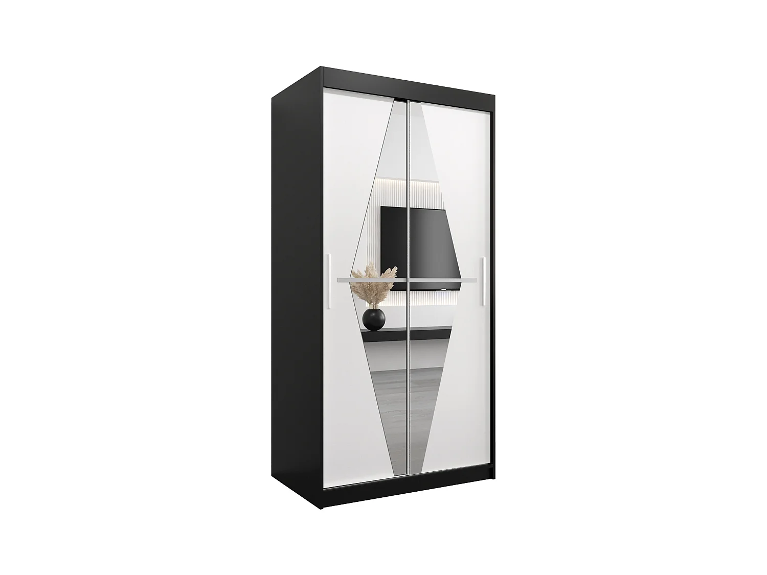Schwebetürenschrank Boliwia 200/100/62 2-Türig (Schwarz/Weiß)