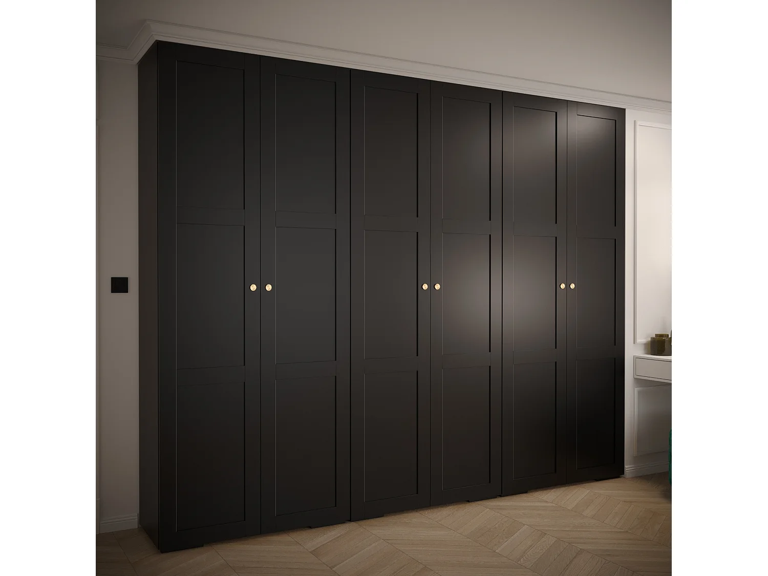 Armoire à portes battantes Manhattan Ryfel 10 236,7/300/47 6 portes (Noir)