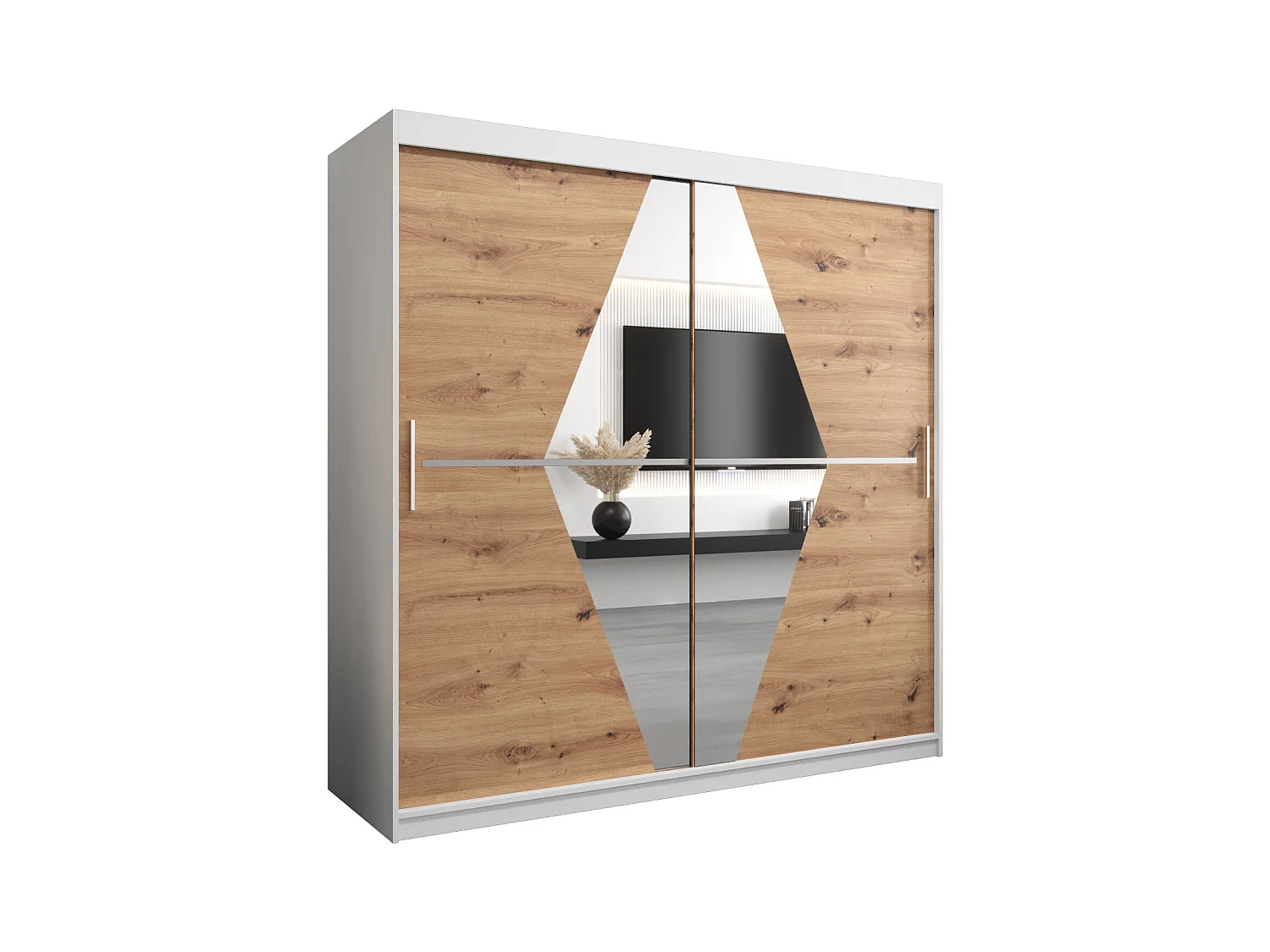 Armoire Boliwia À Portes Coulissantes 200/200/62 2 portes (Blanc/Artisan)