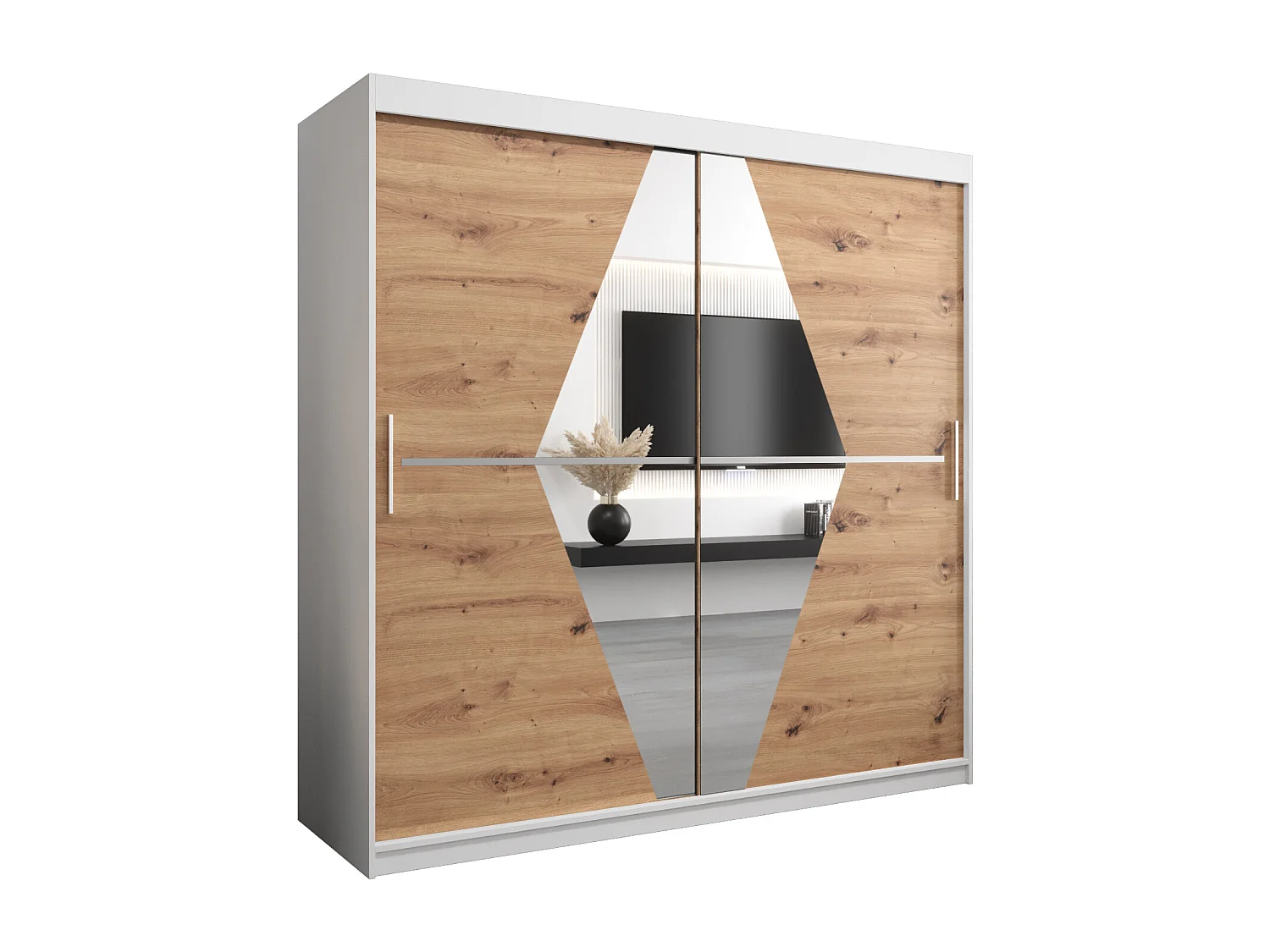 Armoire Boliwia À Portes Coulissantes 200/200/62 2 portes (Blanc/Artisan)