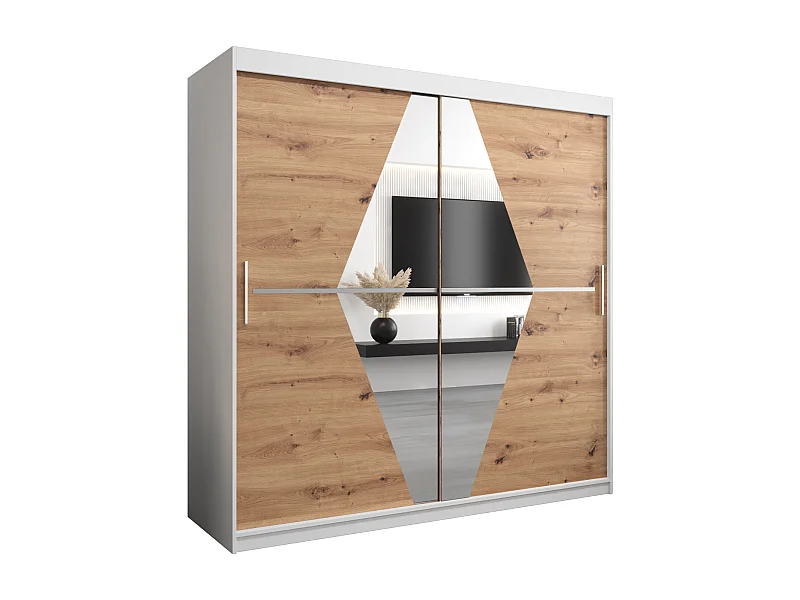 Boliwia kledingkast met schuifdeuren 200/200/62 2 deuren (wit/artisan)