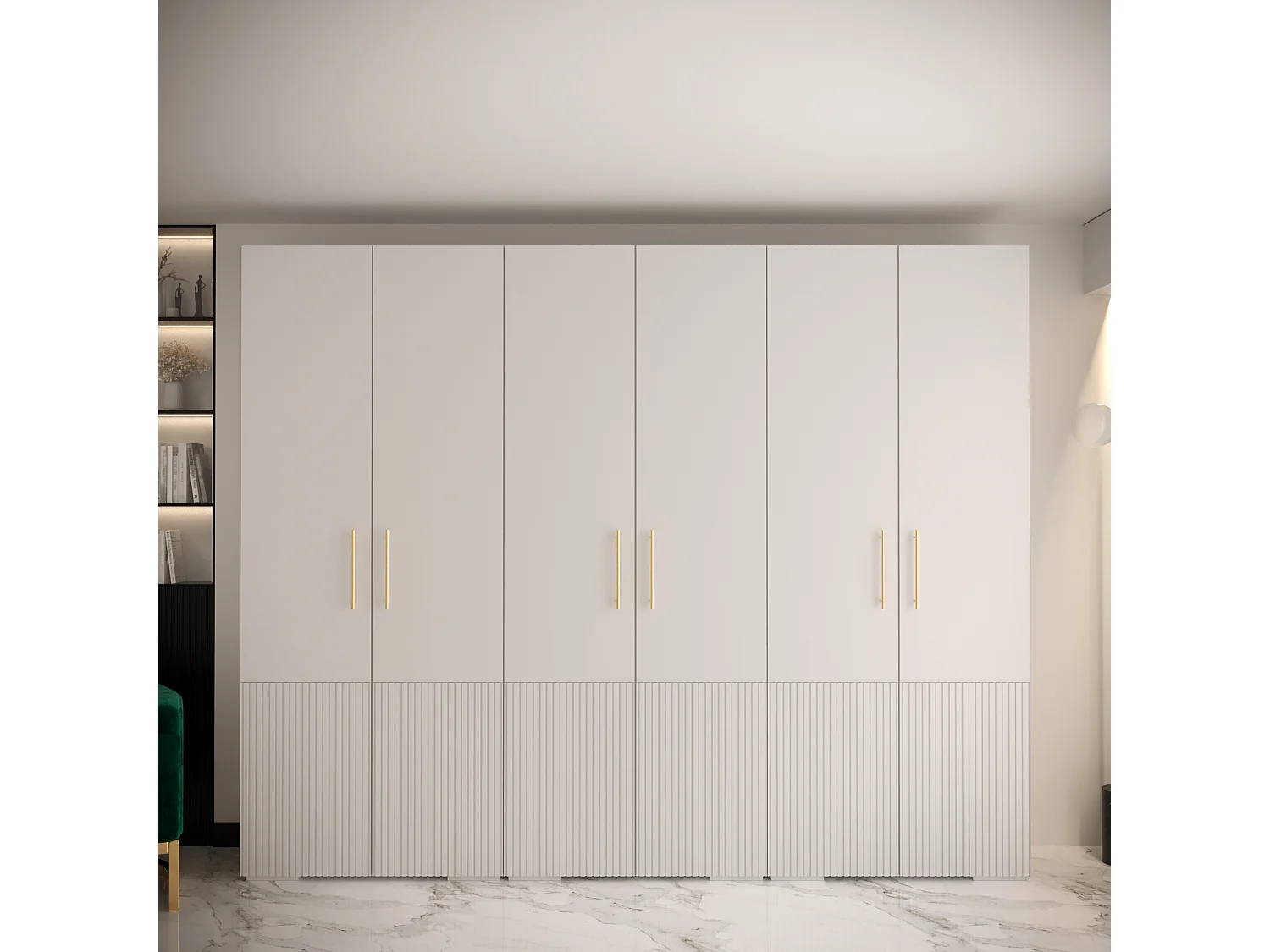 Armoire à portes battantes Manhattan Ryfel 3 236,7/300/47 6 portes (Blanc)