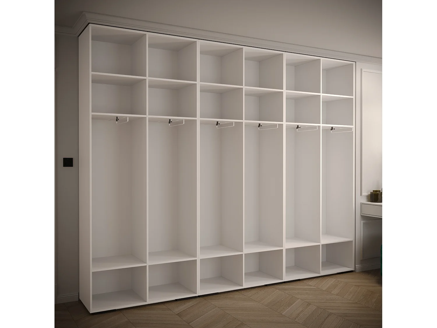 Armoire à portes battantes Manhattan Ryfel 3 236,7/300/47 6 portes (Blanc)