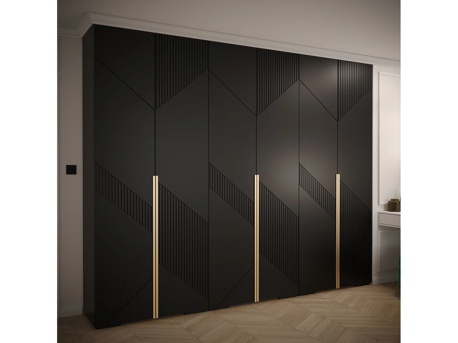 Armoire à portes battantes Manhattan Ryfel 7 236,7/300/47 6 portes (Noir)