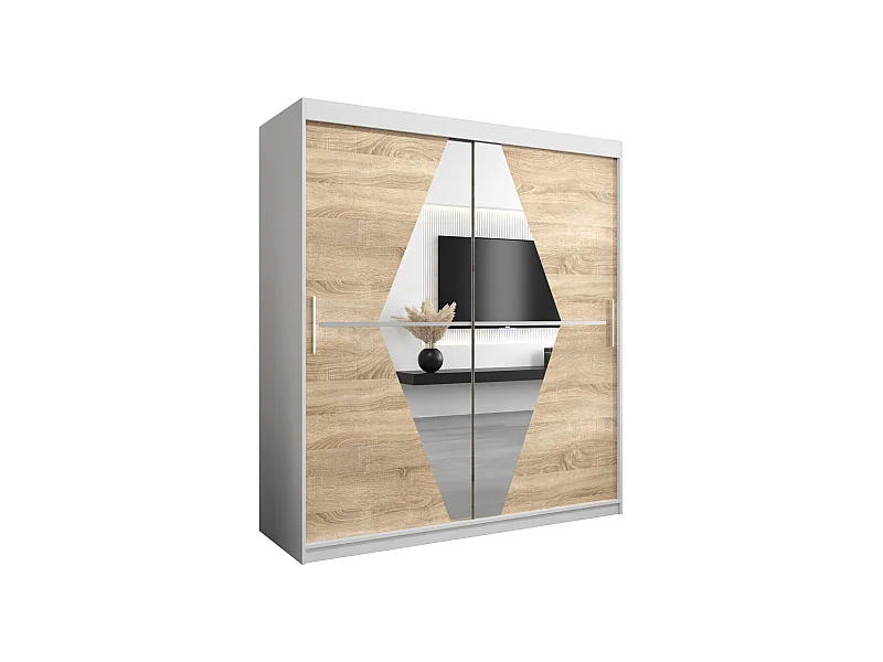 Schwebetürenschrank Boliwia 200/180/62 2-Türig (Weiß/Sonoma)