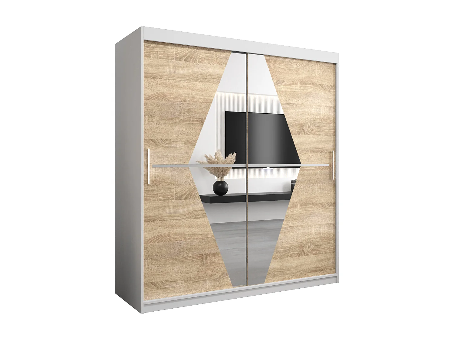 Armoire Boliwia À Portes Coulissantes 200/180/62 2 portes (Blanc/Sonoma)