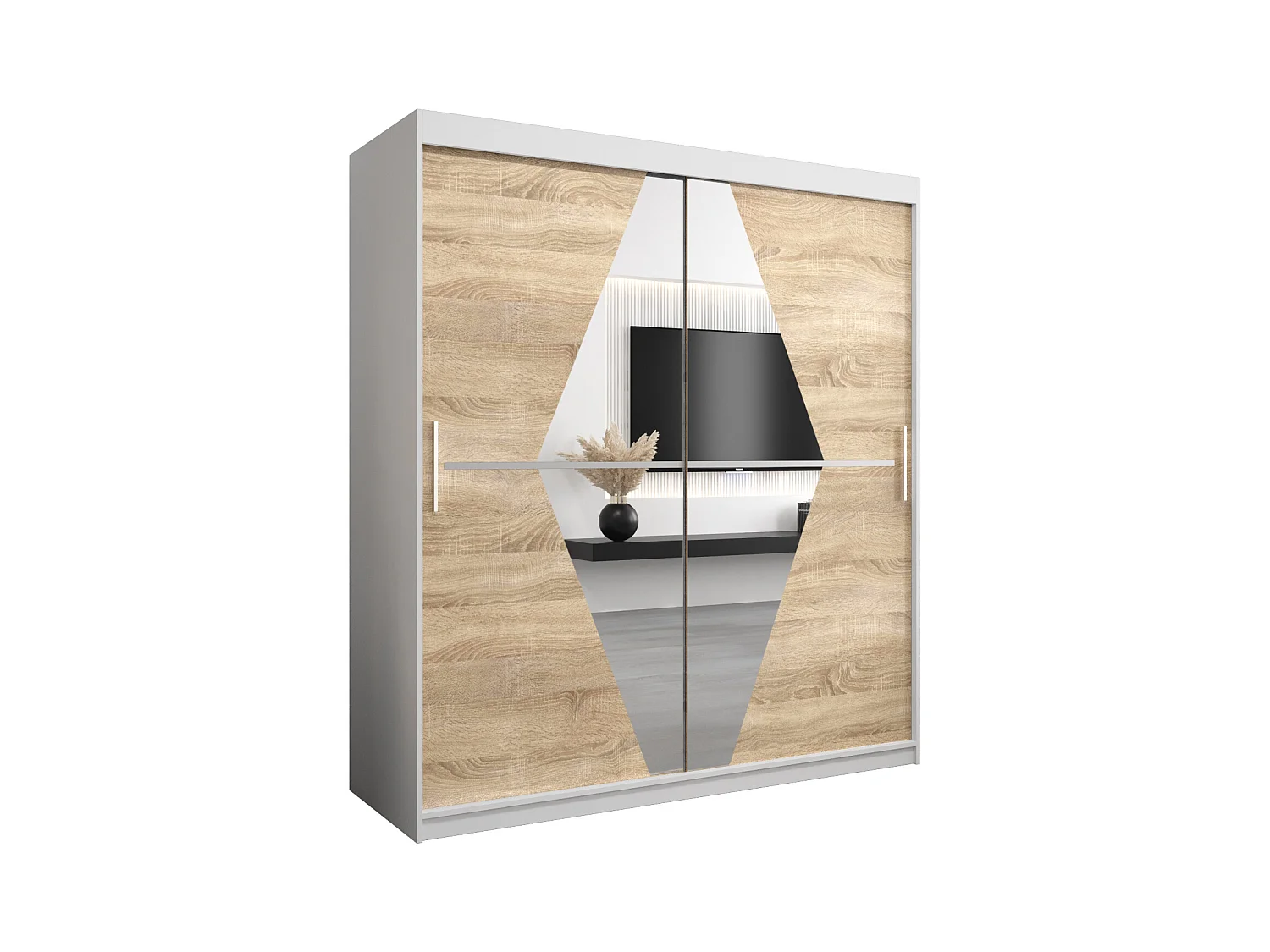 Armadio Boliwia ad ante scorrevoli 200/180/62 2 porte (bianco/sonoma)