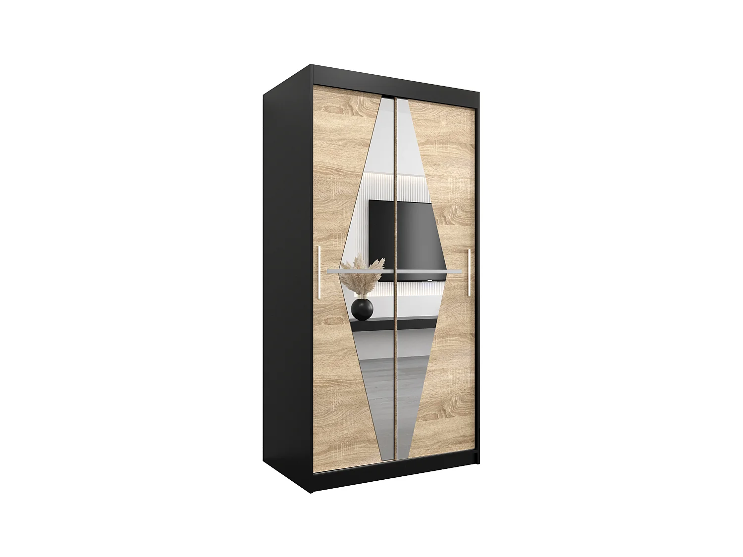 Armoire Boliwia À Portes Coulissantes 200/100/62 2 portes (Noir/Sonoma)