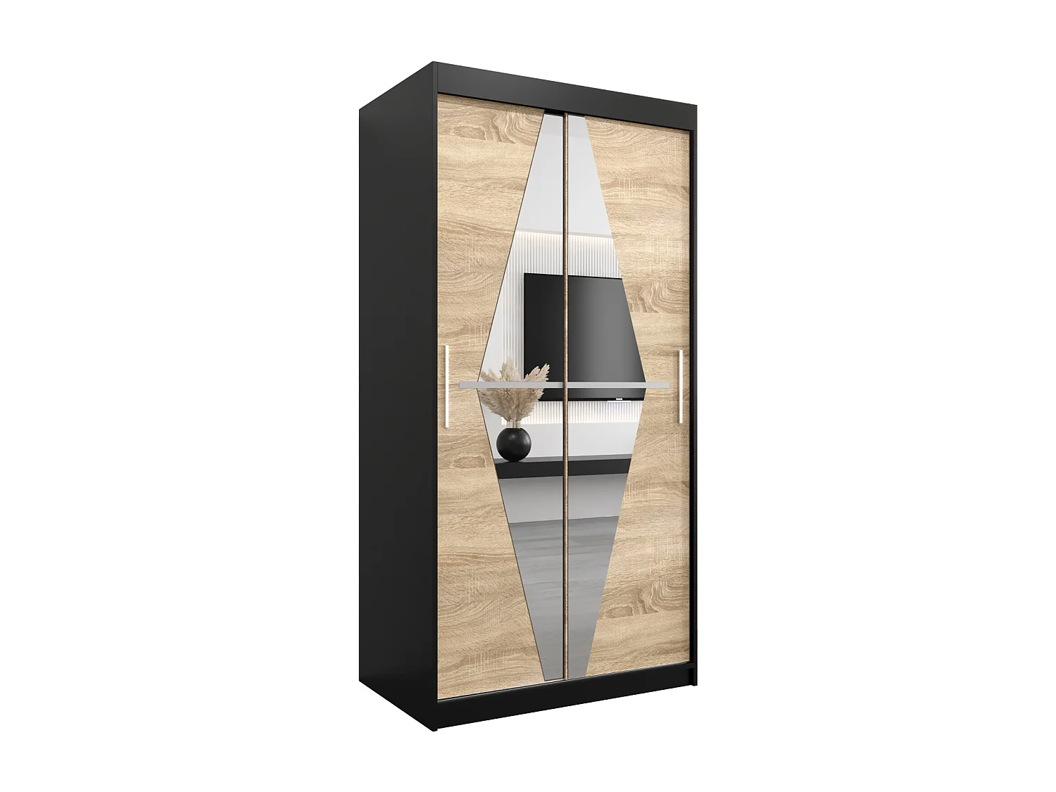 Armoire Boliwia À Portes Coulissantes 200/100/62 2 portes (Noir/Sonoma)