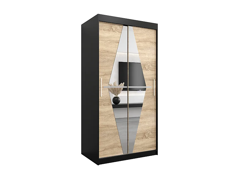 Schwebetürenschrank Boliwia 200/100/62 2-Türig (Schwarz/Sonoma)