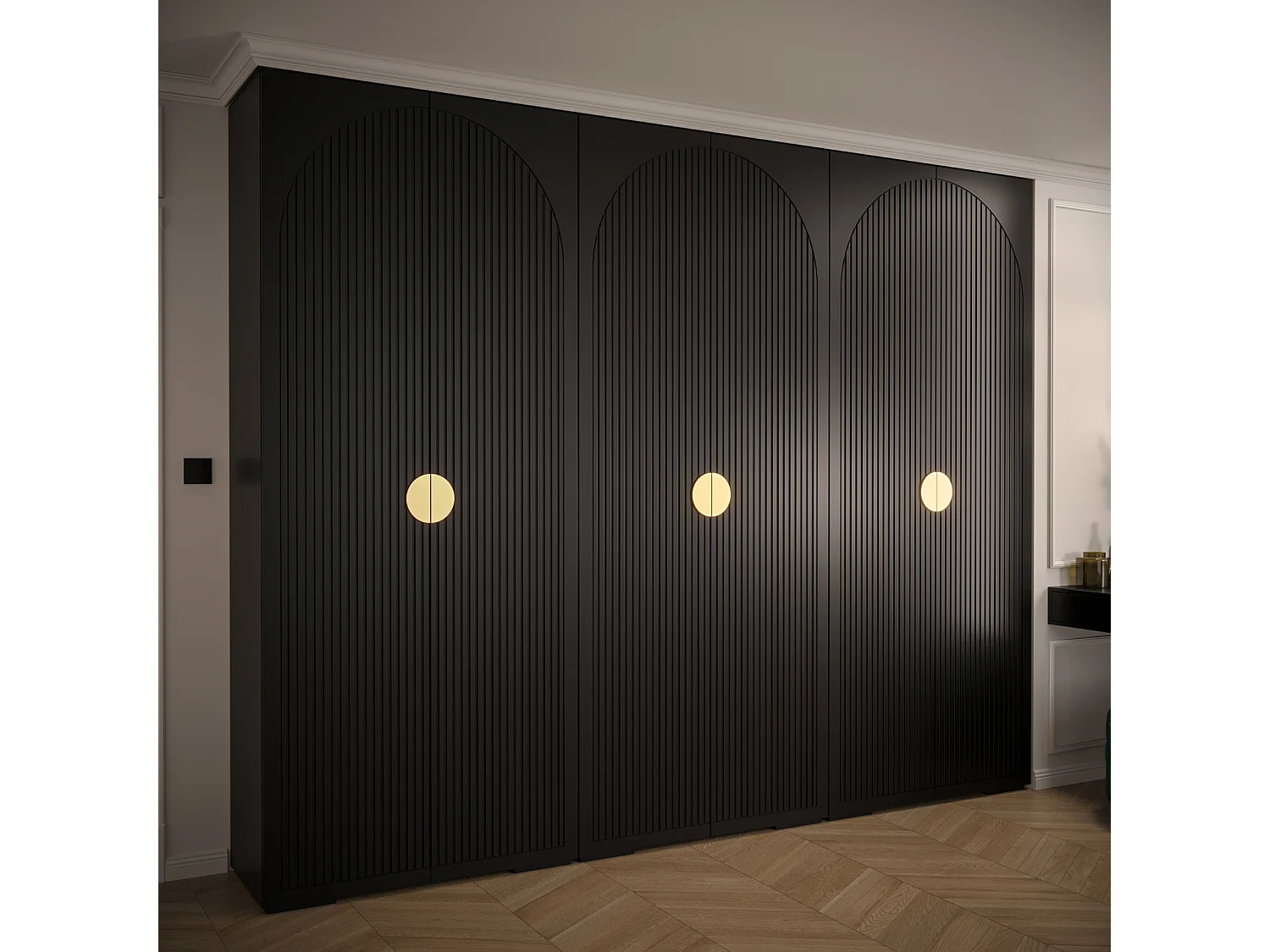 Armoire à portes battantes Manhattan Ryfel 1 236,7/300/47 6 portes (Noir)