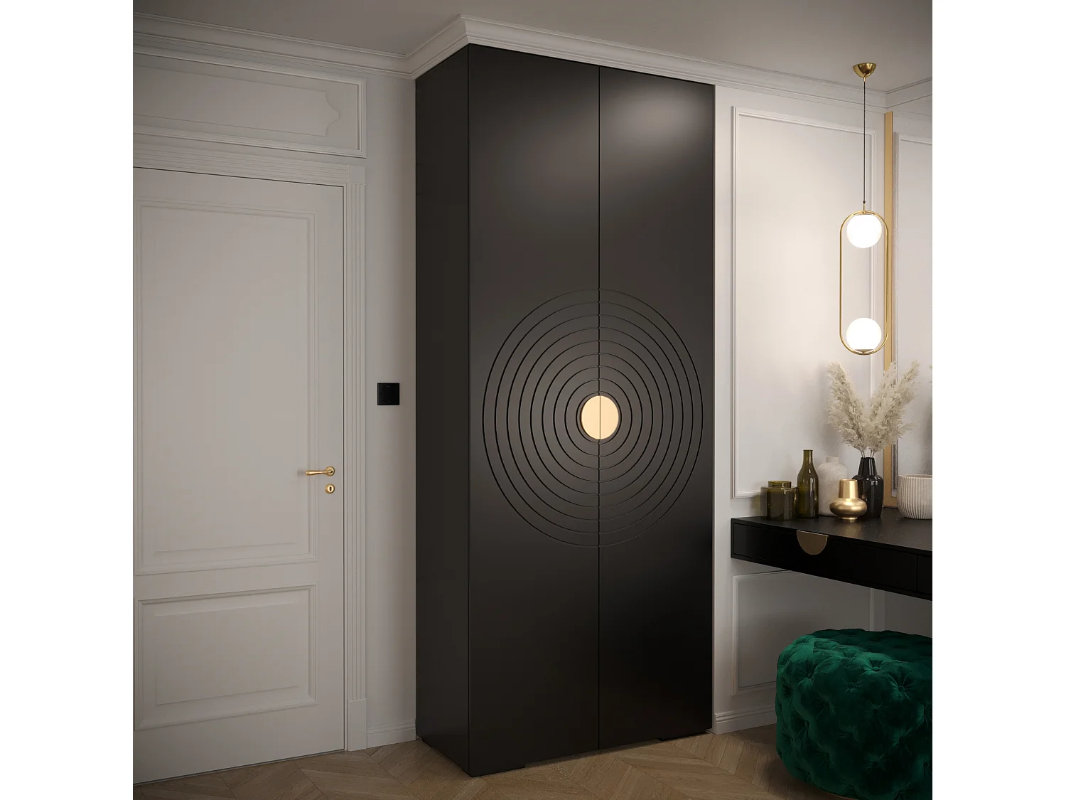 Armoire à portes battantes Manhattan Ryfel 6 236,7/100/47 2 portes (Noir)