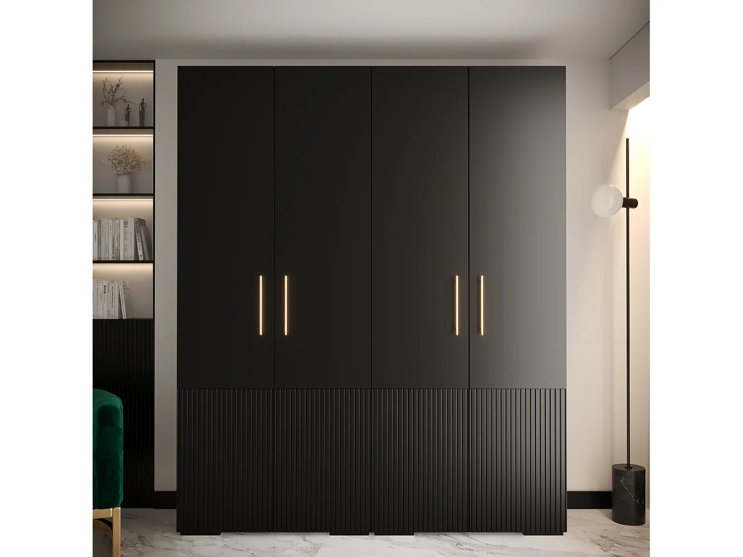 Armadio Manhattan Ryfel 3 a ante battenti 236,7/200/47 4 porte (Nero)