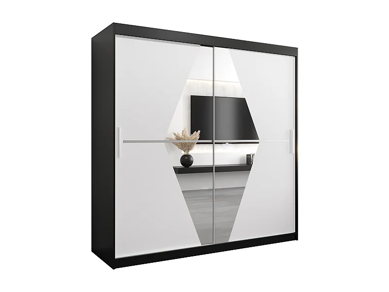 Boliwia kledingkast met schuifdeuren 200/200/62 2 deuren (zwart/wit)