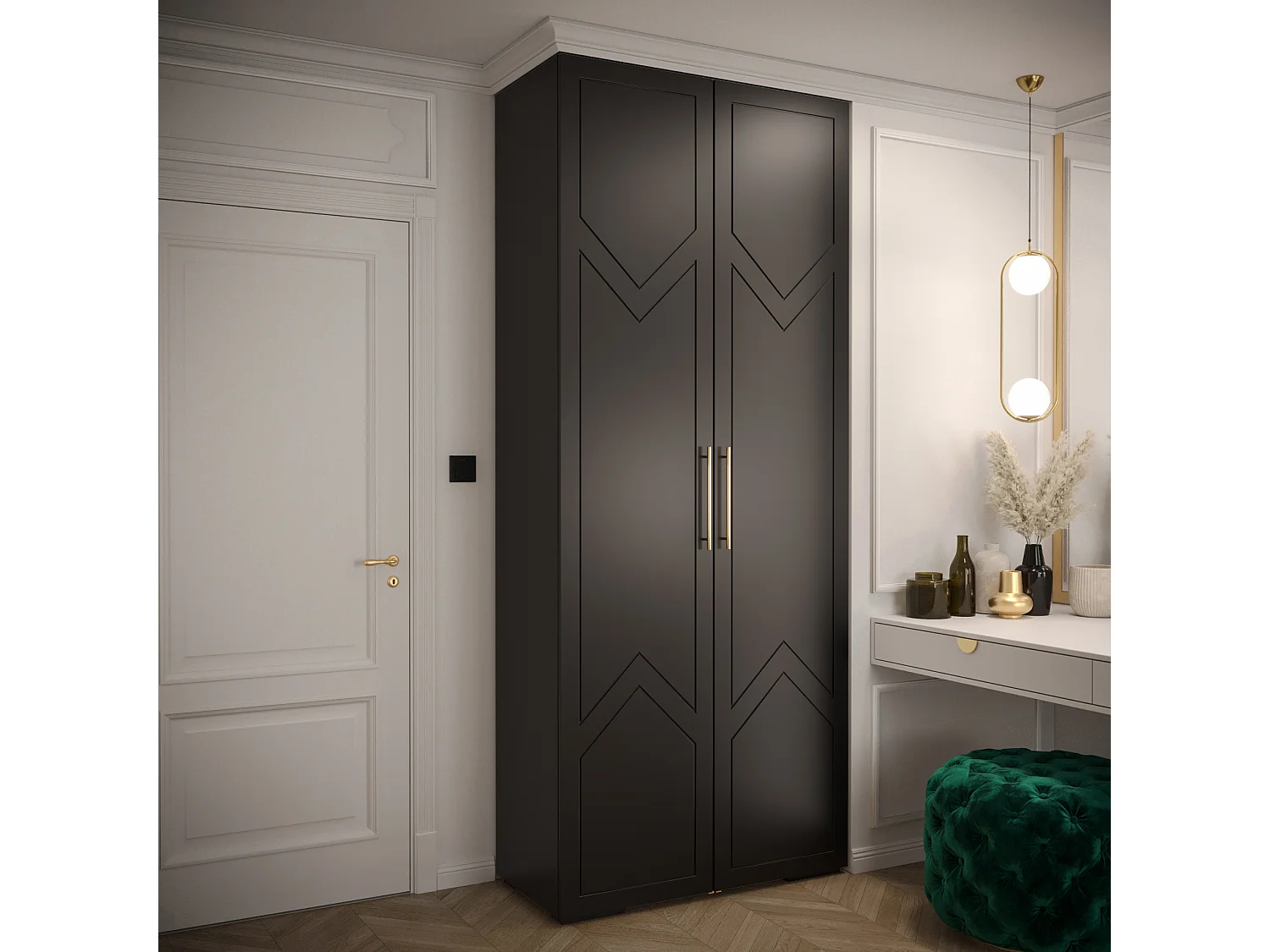 Armoire à portes battantes Manhattan Ryfel 8 236,7/100/47 2 portes (Noir)