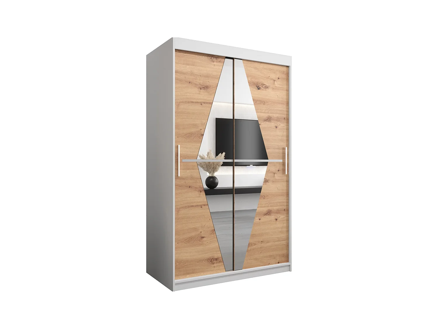 Armoire Boliwia À Portes Coulissantes 200/120/62 2 portes (Blanc/Artisan)