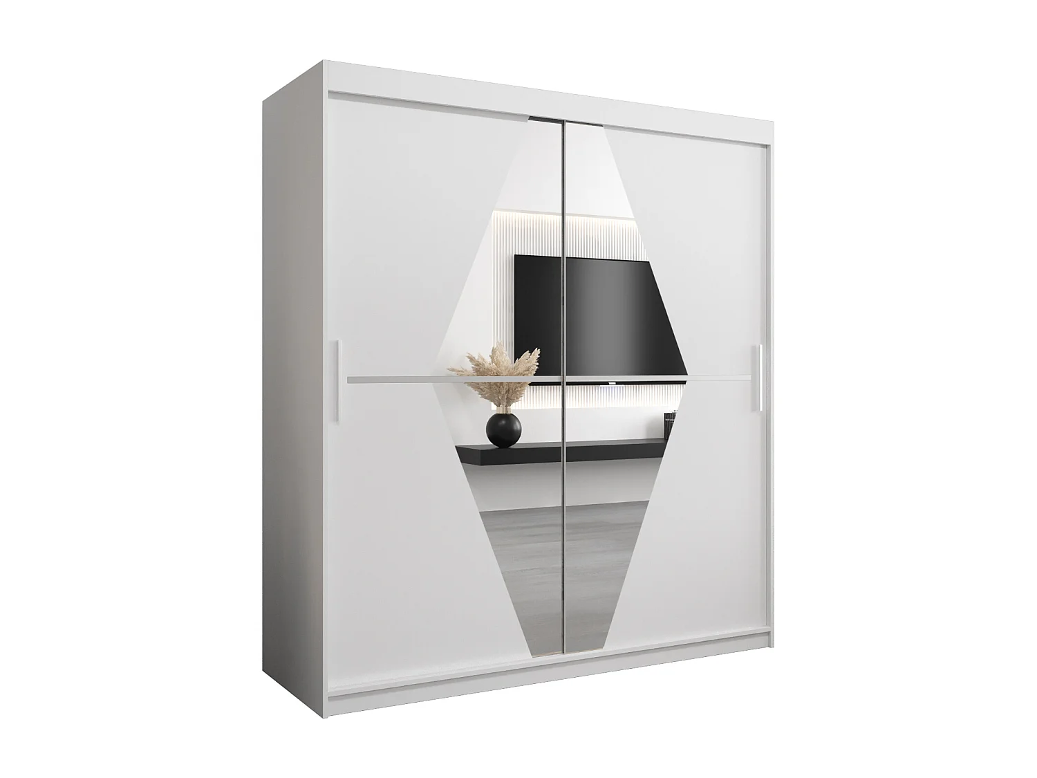 Armoire Boliwia À Portes Coulissantes 200/180/62 2 portes (Blanc/Blanc)