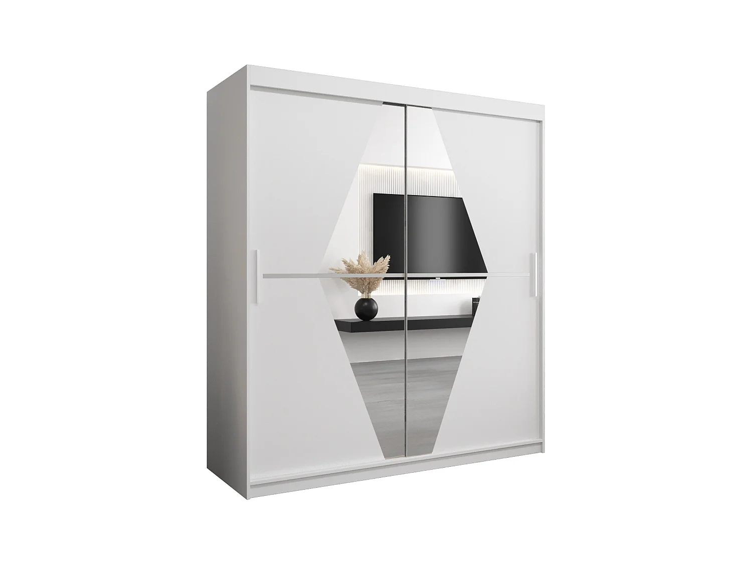 Schwebetürenschrank Boliwia 200/180/62 2-Türig (Weiß)