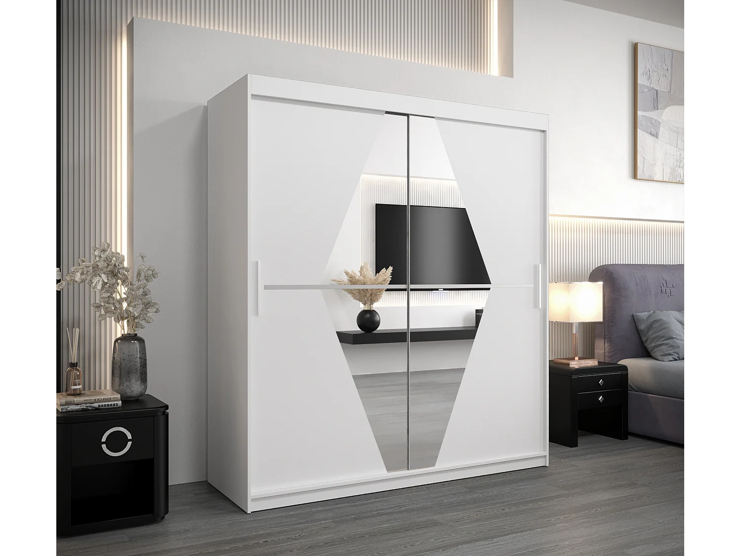 Armoire Boliwia À Portes Coulissantes 200/180/62 2 portes (Blanc/Blanc)