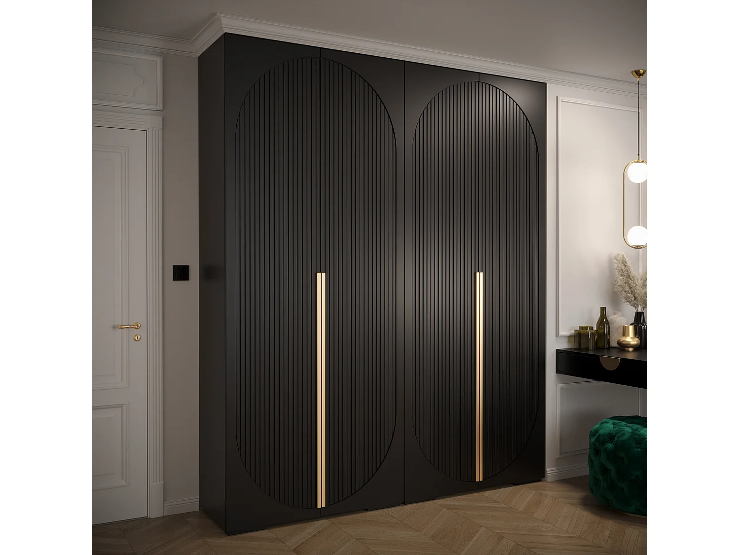 Armoire à portes battantes Manhattan Ryfel 5 236,7/200/47 4 portes (Noir)