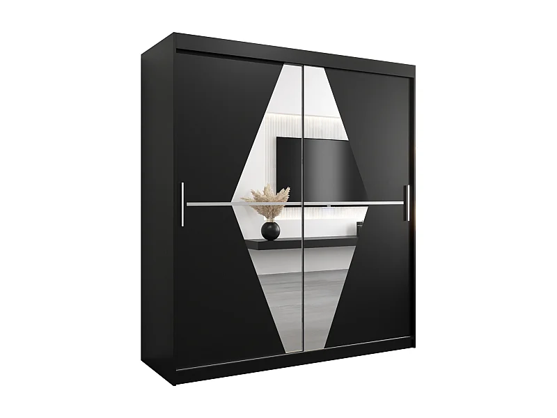 Armoire Boliwia À Portes Coulissantes 200/180/62 2 portes (Noir/Noir)