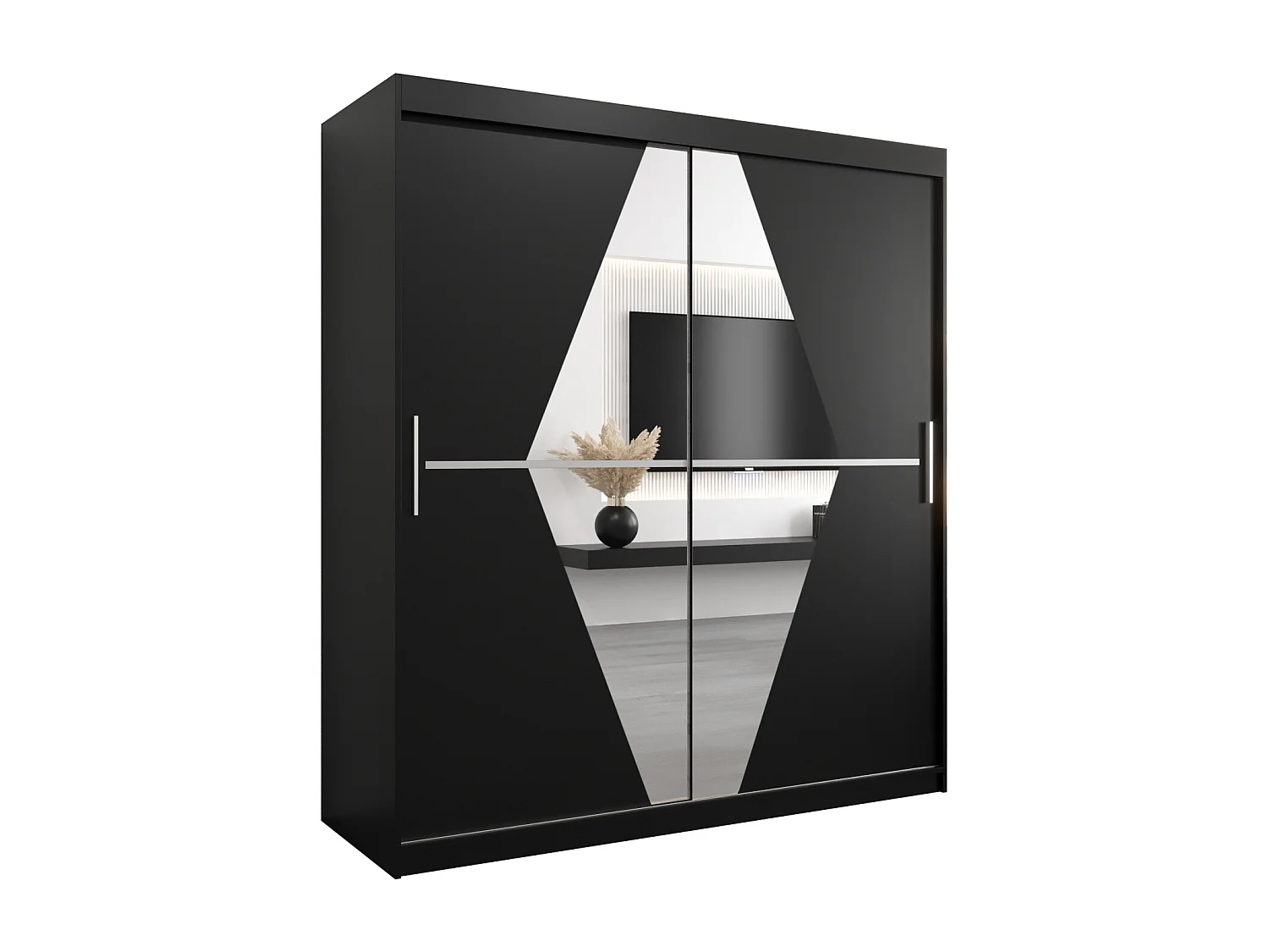 Boliwia kledingkast met schuifdeuren 200/180/62 2 deuren (zwart/zwart)