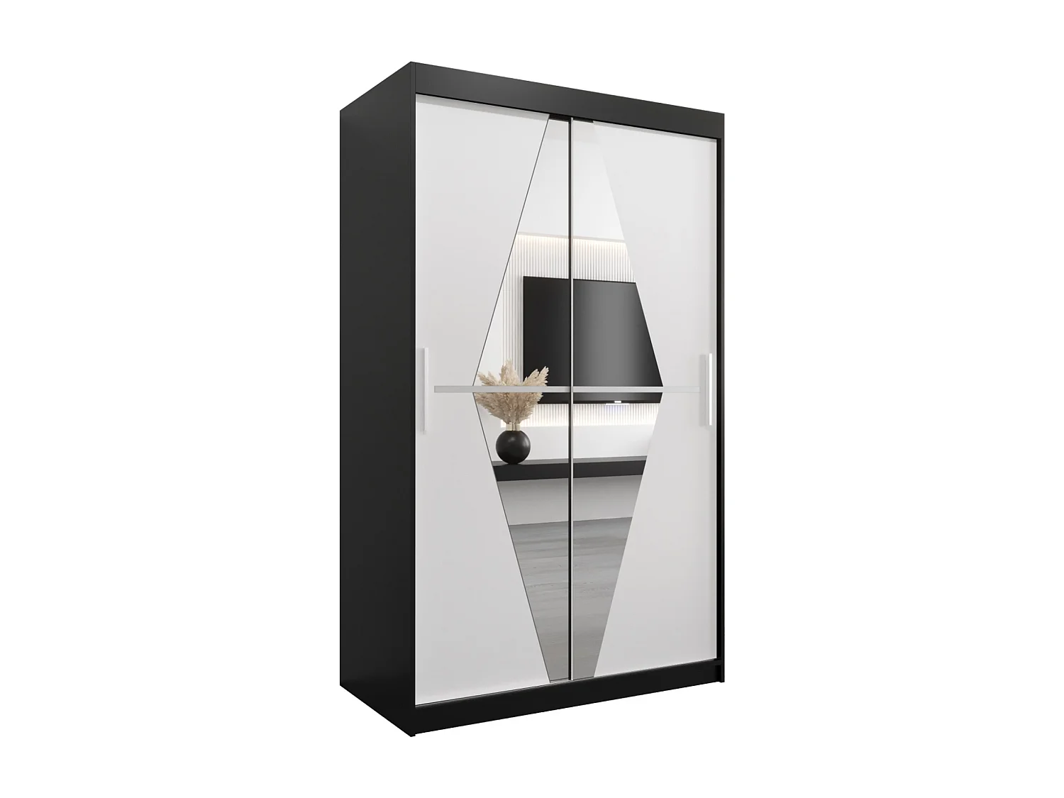 Armoire Boliwia À Portes Coulissantes 200/180/62 2 portes (Noir/Blanc)
