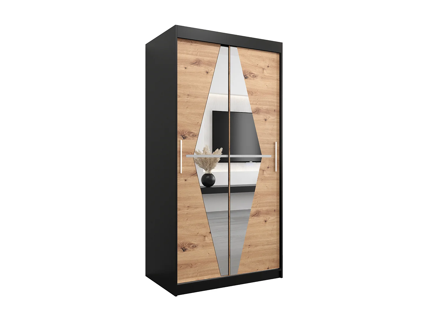 Armoire Boliwia À Portes Coulissantes 200/100/62 2 portes (Noir/Artisan)