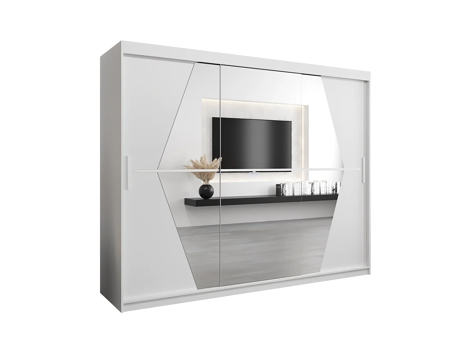 Schwebetürenschrank Boliwia 200/250/62 2-Türig (Weiß)